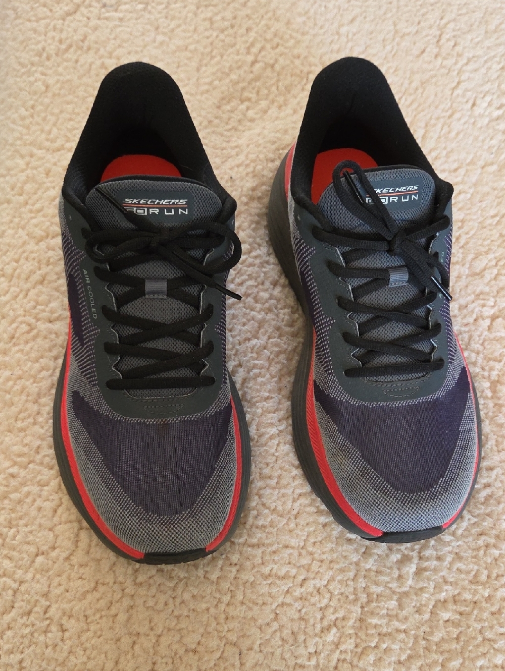 Skechers SKX GOrun Men's Black, Gray & Reddish Orange Athletic Sneakers